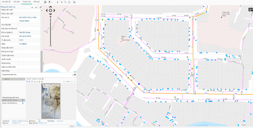 Một số hình ảnh bản đồ mạng cấp nước ứng dụng phần mềm và bản đồ eKMap