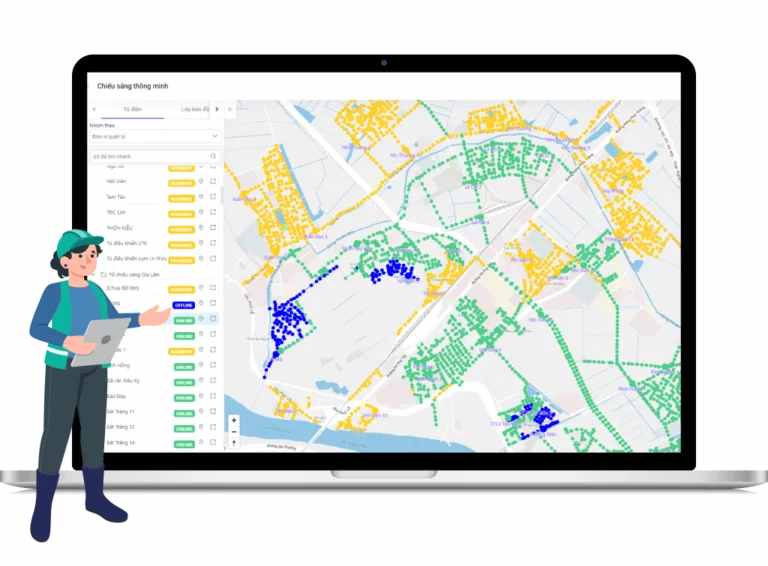 Minh hoạ ứng dụng bản đồ quản lý hệ thống chiếu sángcủa eKMap Solutions (ảnh: eKMAp))