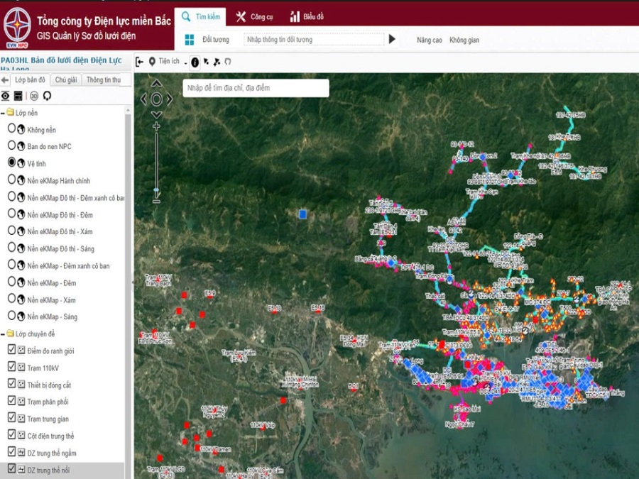 Hệ thống lưới điện trực quan trên bản đồ địa lý phục vụ công tác quản lý vận hành mạng lưới điện (ảnh: Báo Công thương)