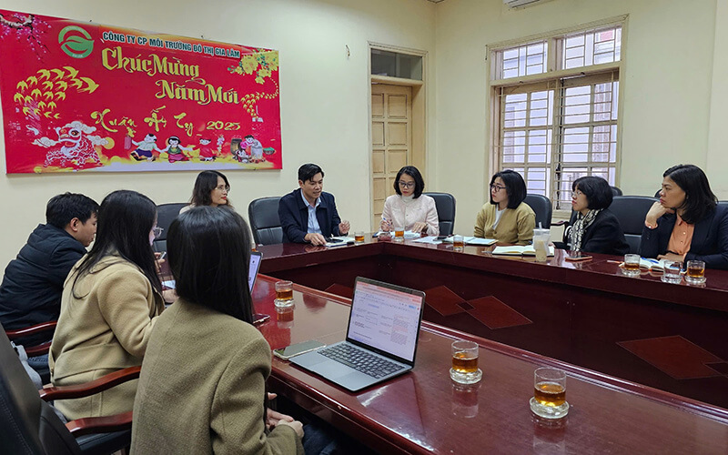 Công ty CP Môi trường Đô thị Gia Lâm làm việc với eKMap và đại diện phía Ngân hàng về dự án Tích hợp phần mềm Quản lý thu giá dịch vụ VSMT Citywork CRM với hệ thống ngân hàng