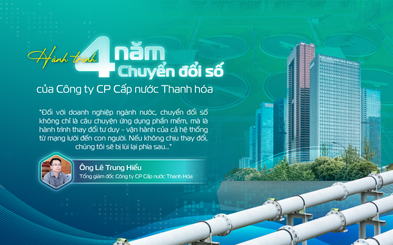 Phỏng vấn ông Lê Trung Hiếu - Tổng Giám đốc Công ty CP Cấp nước Thanh và ông Hoàng - Trưởng phòng CNTT, Phó ban Chuyển đổi số - Công ty CP Cấp nước Thanh Hóa.