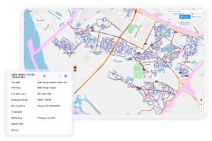 Bản đồ tuyến thu gom, điểm tập kết... được GIS hóa lên phần mềm (Ảnh: eKMap)