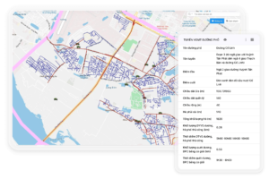Bản đồ mạng lưới thu gom đã được GIS hóa lên phần mềm (Ảnh: eKMap)