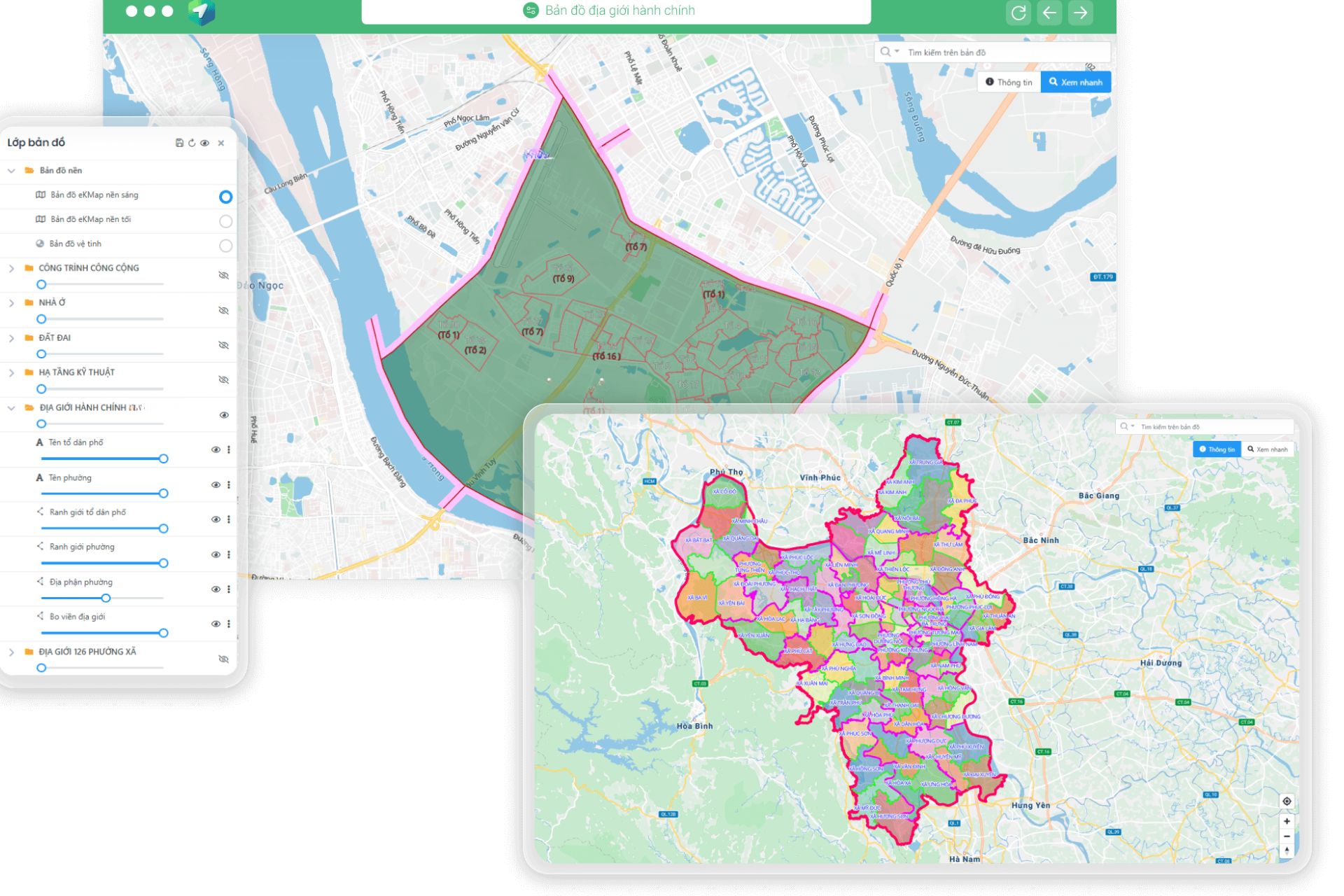 Phần mềm quản lý bản đồ cấp Phường (ảnh minh họa: eKMap)
