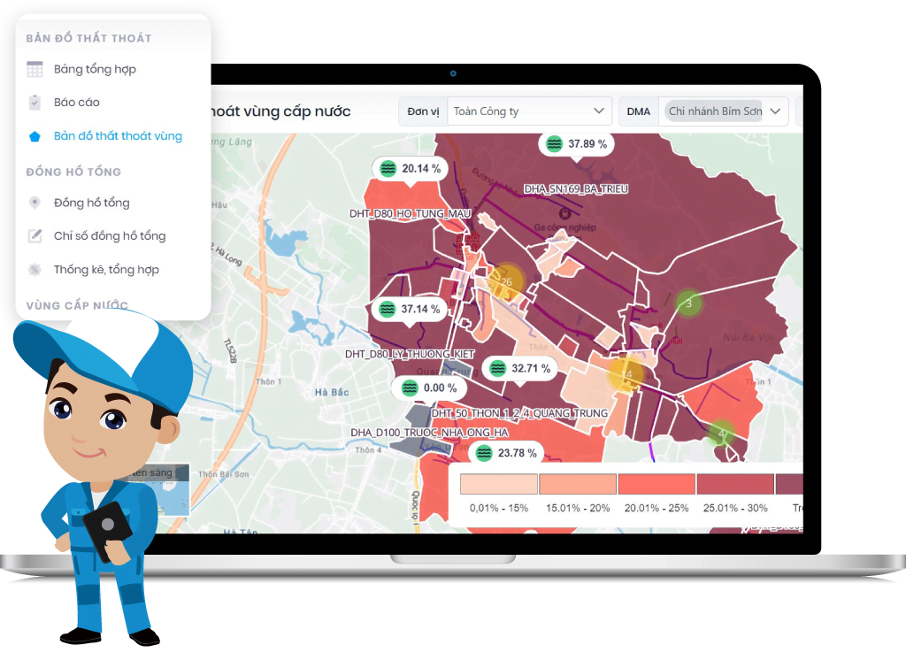 Quản lý thất thoát trên eKMap Solutions